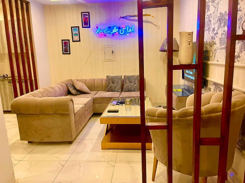 1 Bedroom VIP Full furnish flat per day available in Bahria town Lahore 15