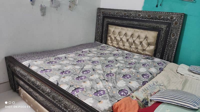 Bed With 8 inch Spring mattress and side tables 0