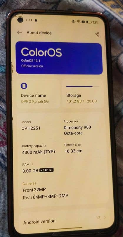 Oppo Reno 6 5G 8/128 variant UAE Non PTA 2