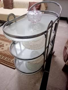 Steel and glass tea trolley