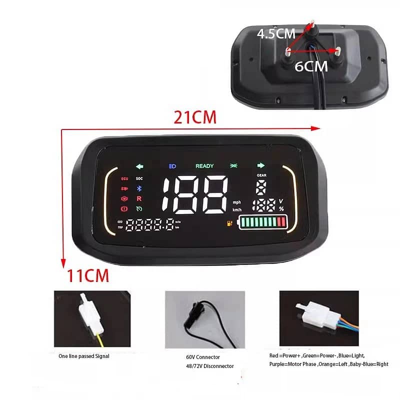 E BIKE SPEEDOMETER DIGITAL LCD 48/60/72V DEGITAL METER FOR E BIKE 0