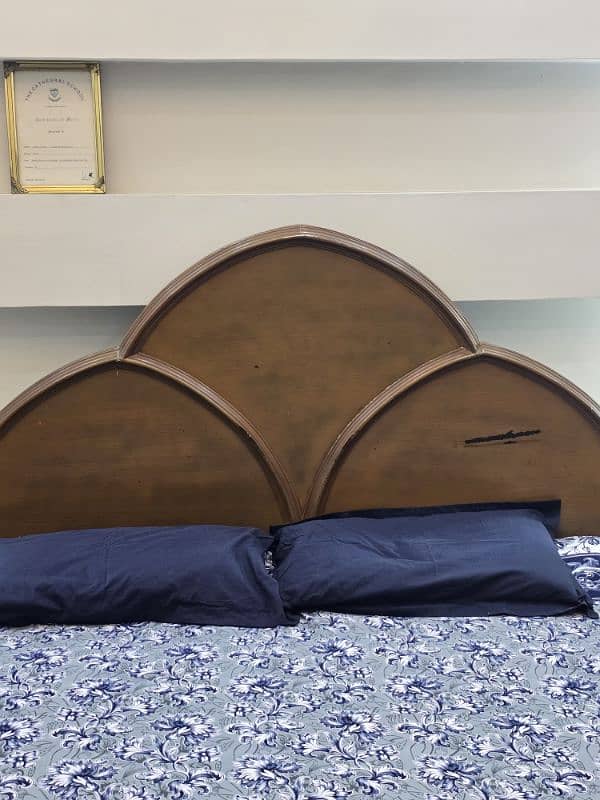 Solid wood bed with mattress. 1