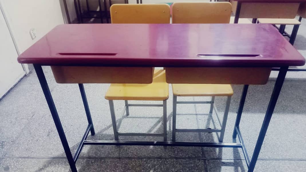 student table / double desk with 2 chairs / desk / study table 0