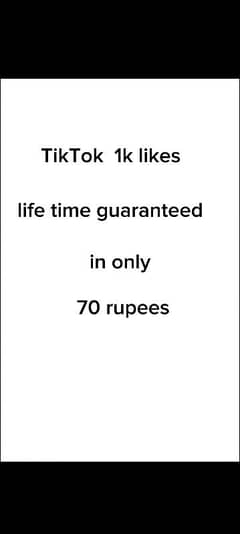 TikTok likes in 70 rupees life time guaranteed