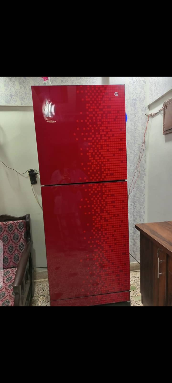 PEL Refrigerator PRGD 160 double glass door Red 18 cu 1