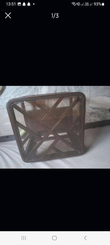 set of 3 Wood n Glass Table for sale 0