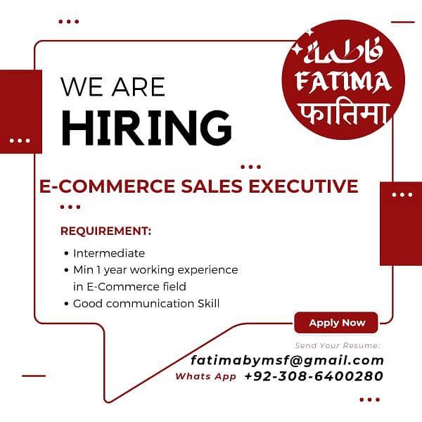 Need Staff for E commerce sales 0