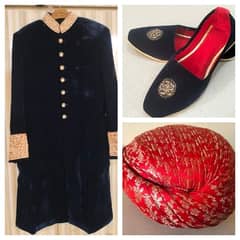 Blue Medium size Sherwani with Khussa & Kulla