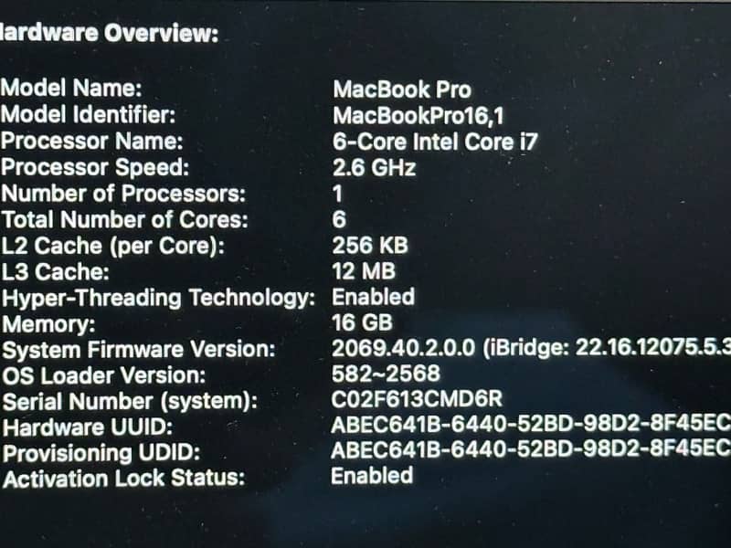 Macbook Pro 2019 Core i7 16 Inch 4