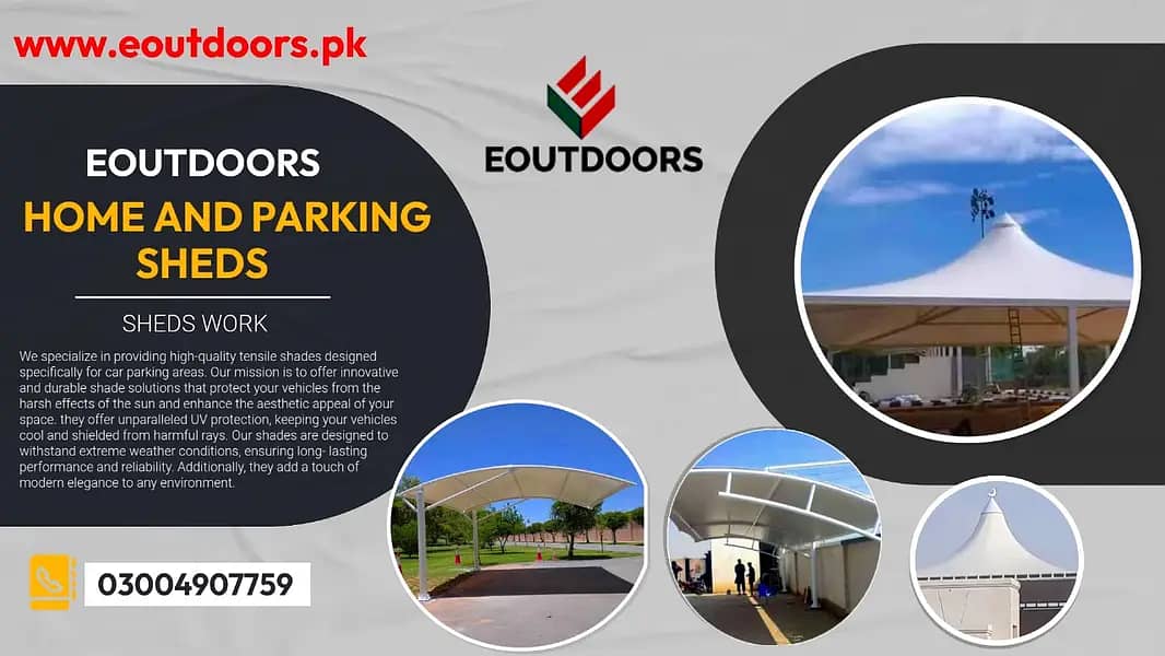 Tensile Car Parking Sheds / Wall Mounted Shades / PVC Fabric Tensile 0