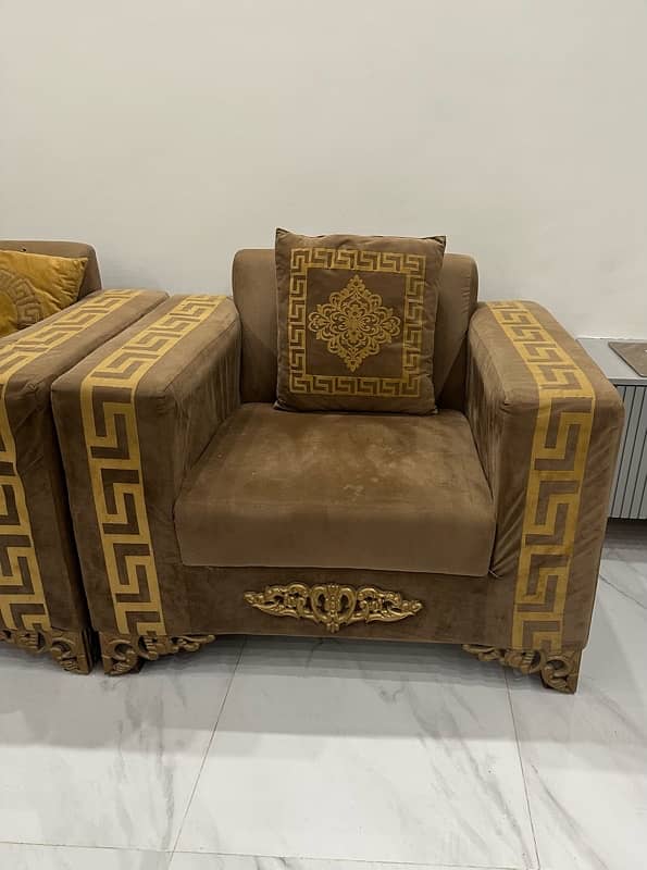 6 seater sofa set / Living room sofa with center table -Versace Design 7