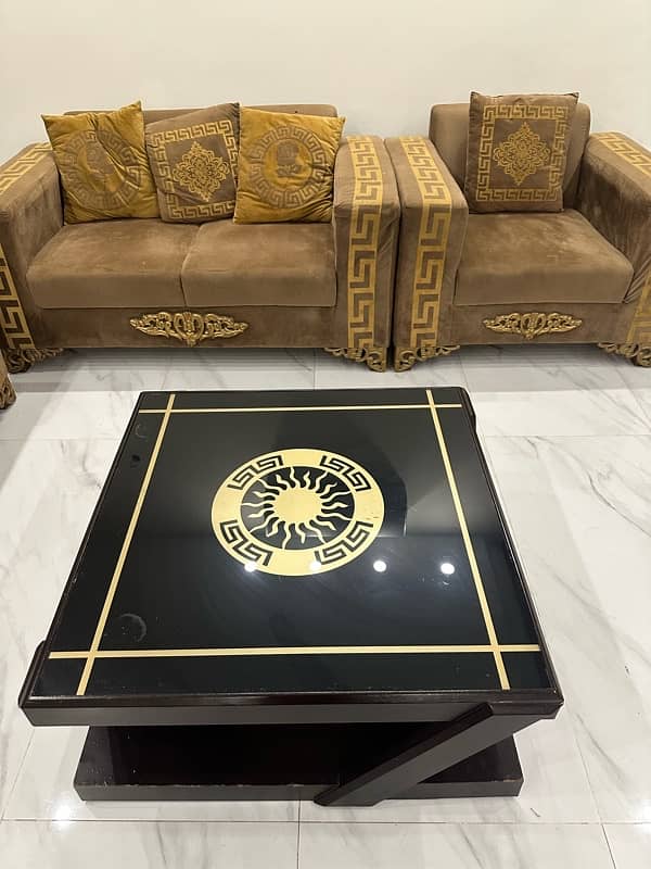 6 seater sofa set / Living room sofa with center table -Versace Design 8