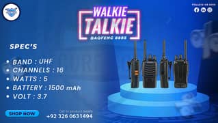 WALKIE TALKIE | Wireless Set | Hiking items | Adventure Gear | BF 888