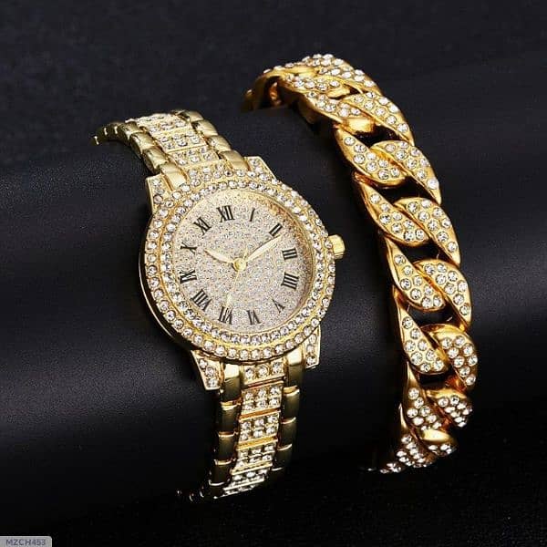 woman Diamond Artificial set Roman watch Rose gold 2