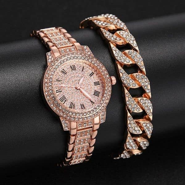 woman Diamond Artificial set Roman watch Rose gold 5