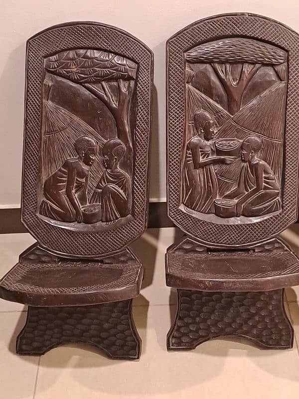 Original African wooden carved chairs 1