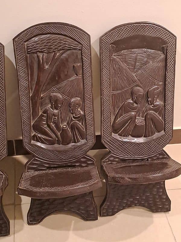 Original African wooden carved chairs 4