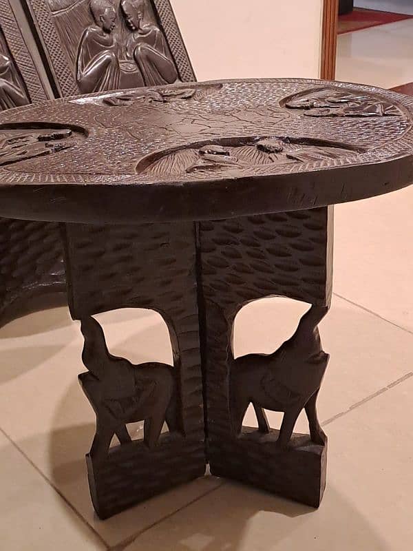 Original African wooden carved chairs 5