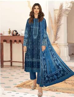 Amna b-3pcs Woman;s unsttched lawn Printed suit