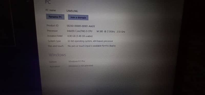 Samsung R540 core  i3 1st Generation laptop 4GB RAM/320 GB HARD disk 11