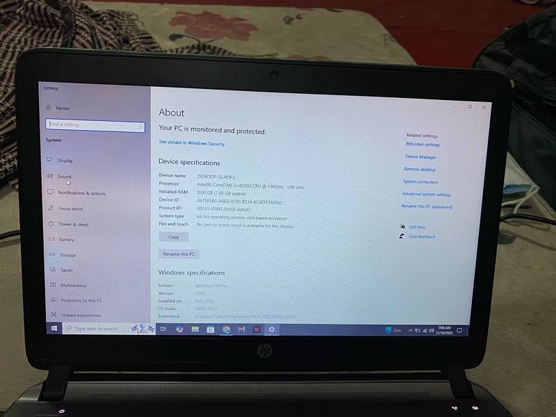 hp laptop probook 440, i3 4rth generation 6