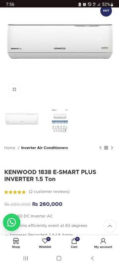 kenwood esmart plus 1.5ton cool and heat inverter ac