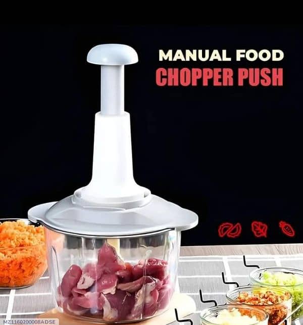 Easy pull speed food chopper  with 3 curved stainless steel blades 2