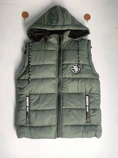 1 Pc Men stitchedparachute quilted plain sleeveless jacket