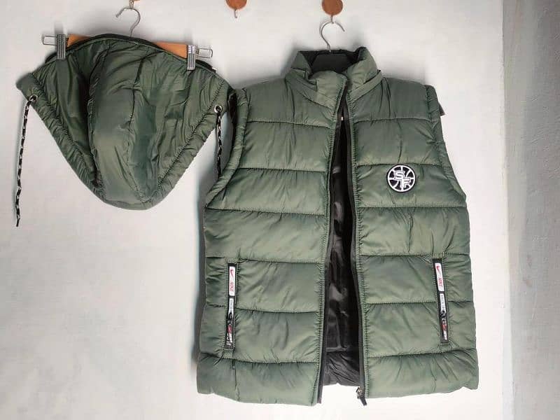 1 Pc Men stitchedparachute quilted plain sleeveless jacket 1