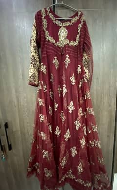 Maroon & Golden Long Frock