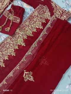 New design Bridal lehnga blood Red color with pure kora work