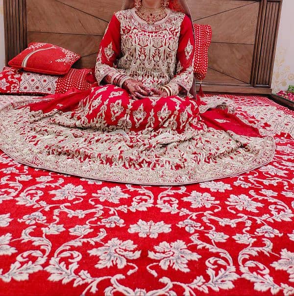 New design Bridal lehnga blood Red color with pure kora work 12