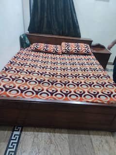 Wooden bed side tables and mattress