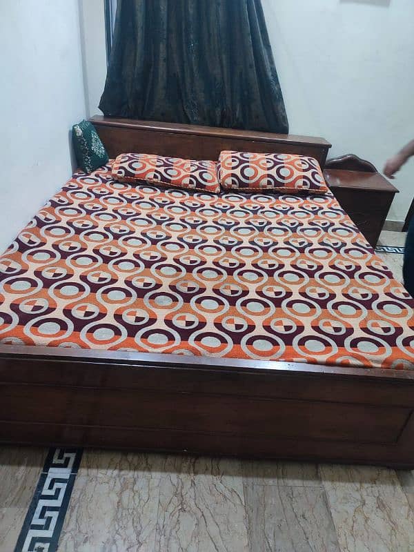 Wooden bed side tables and mattress 0