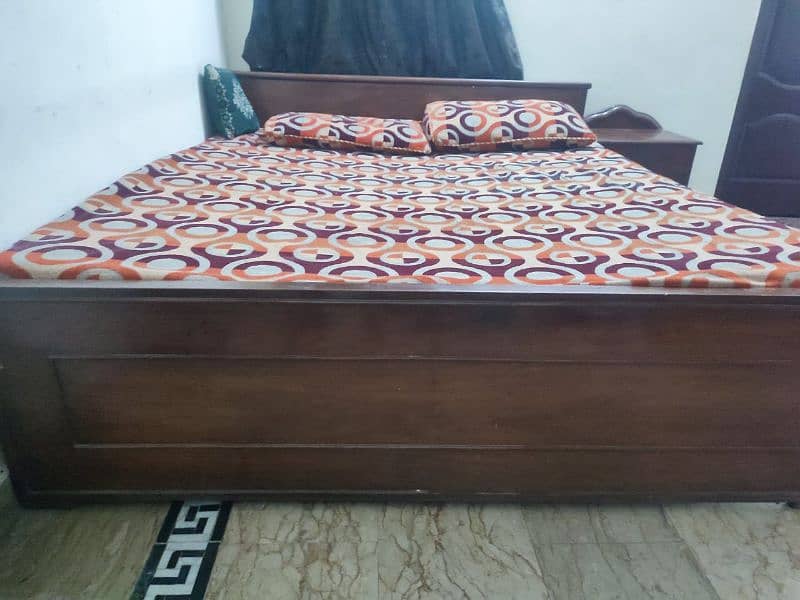 Wooden bed side tables and mattress 1