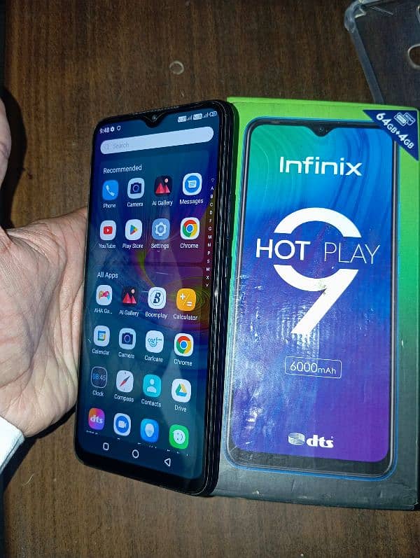 Infinix hot 9 play 4/64 storage Dual SIM PTA aaproved  with Box 0