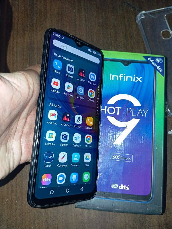 Infinix hot 9 play 4/64 storage Dual SIM PTA aaproved  with Box 1