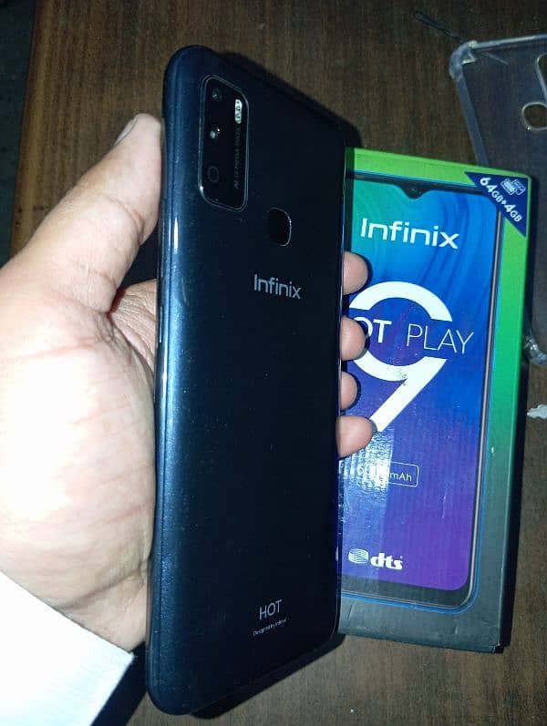 Infinix hot 9 play 4/64 storage Dual SIM PTA aaproved  with Box 11