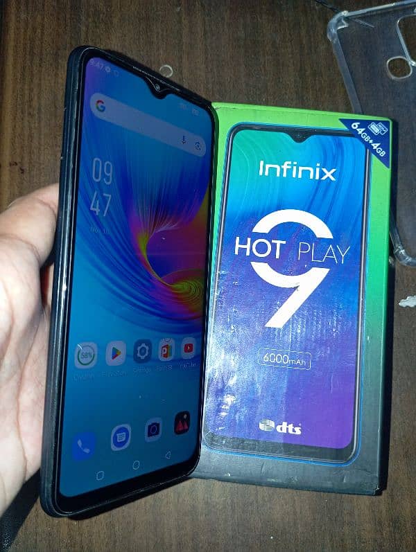 Infinix hot 9 play 4/64 storage Dual SIM PTA aaproved  with Box 12