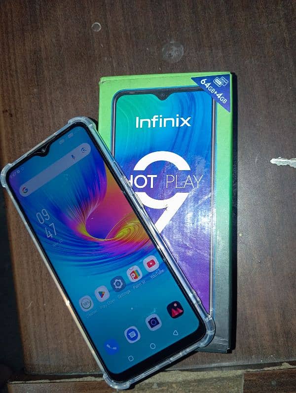 Infinix hot 9 play 4/64 storage Dual SIM PTA aaproved  with Box 15