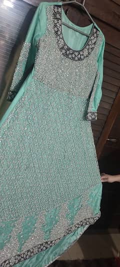 bridal tail maxi full embroidery and beauty sea green