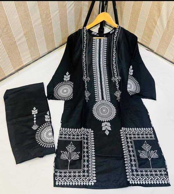 2 PCs Block print Woman Stitched Linen Suit 2