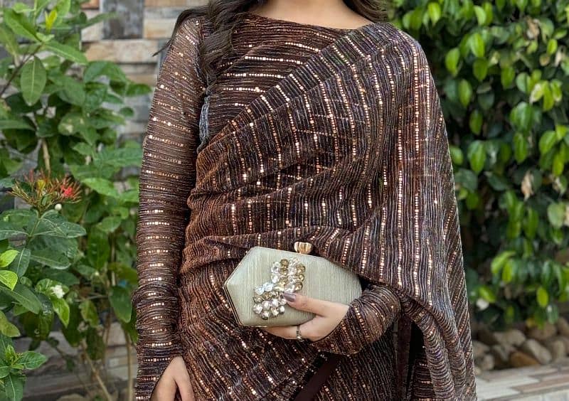 NEW MOONLIGHT SAREE IN BROWN | WEDDING FORMAL SAREE | ONCE WORE 2