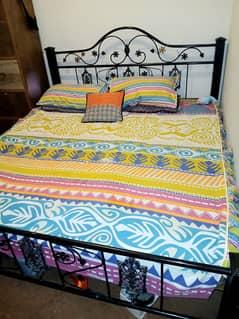 Iron Bed with side tables available for urgent sale