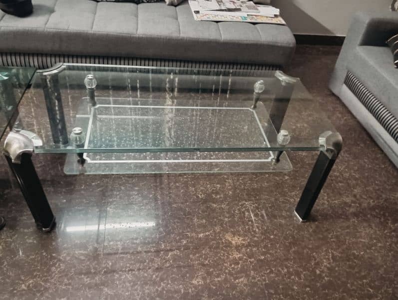 wooden and glass centre table 0