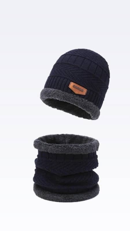 2 Pcs Wool Plain Beanie And Neck Warmer 1