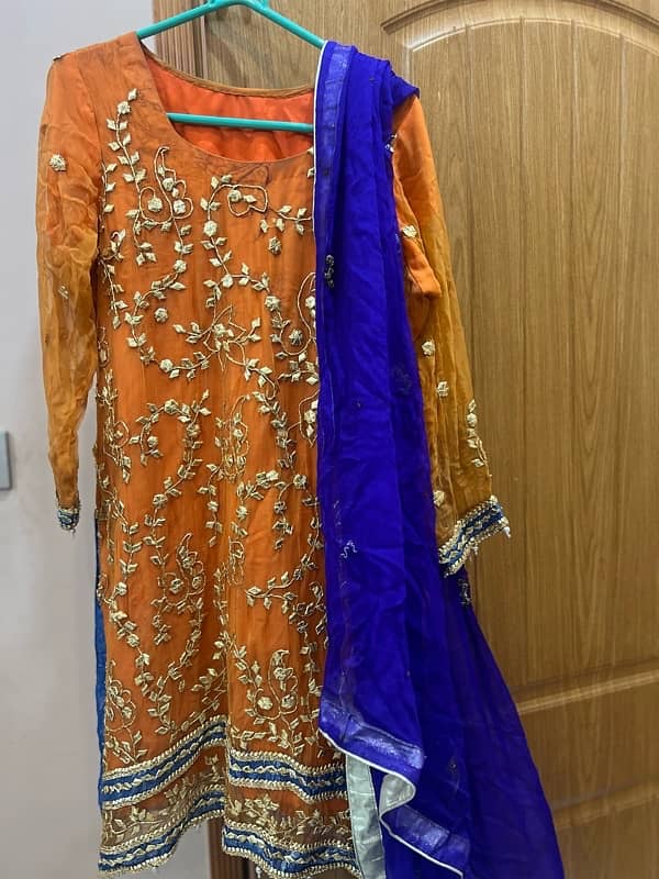 3pc gota suit orange and purle perfect for mehndi 2