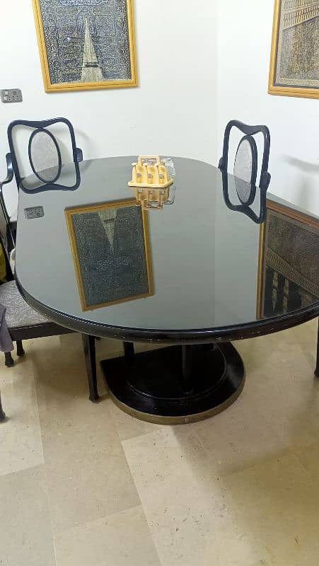 black heavy wooden dining table 6 chairs good condition urgent sale 6