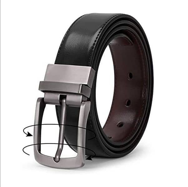 Imported belt 2 in 1 double sided Black and Brown casual belt for Men 2