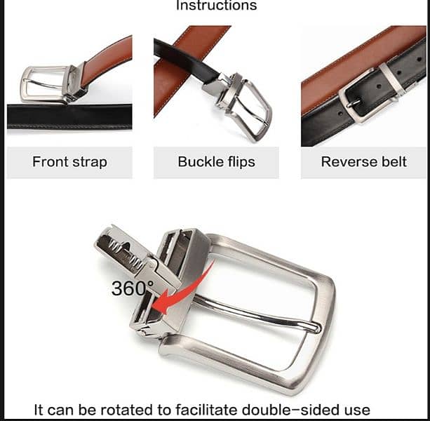 Imported belt 2 in 1 double sided Black and Brown casual belt for Men 4